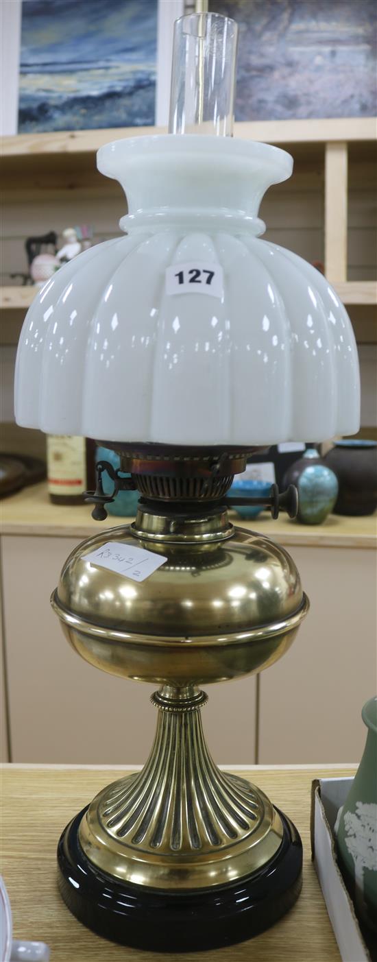 A brass oil lamp